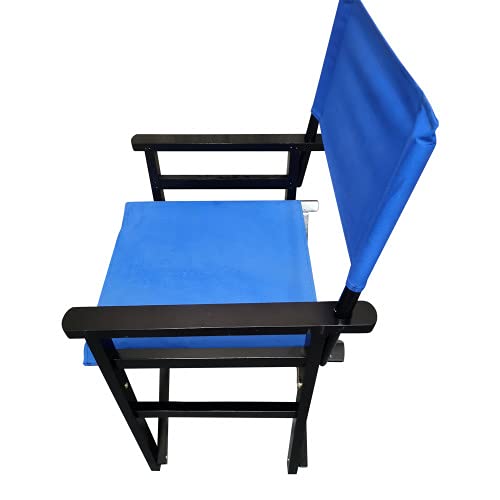 Set of 2 Folding Director Chairs, Solid Wood Canvas Fabric Camping Lawn Chairs, Blue A177