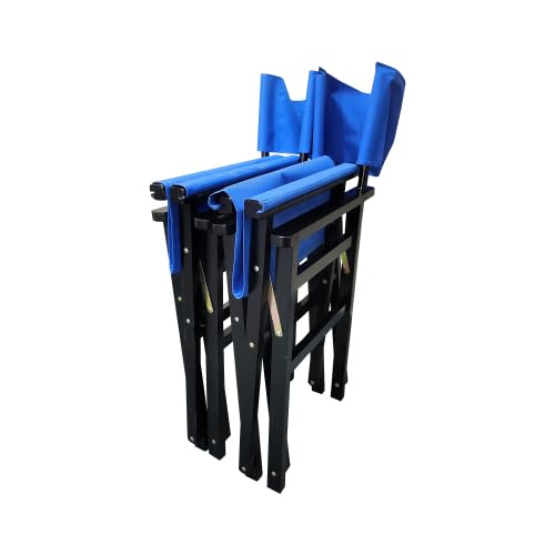 Set of 2 Folding Director Chairs, Solid Wood Canvas Fabric Camping Lawn Chairs, Blue A177