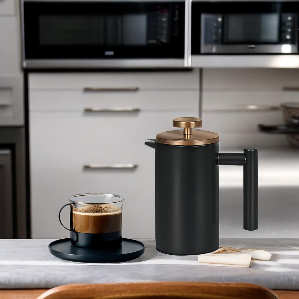 Black Stainless Steel 12oz French Press Coffee Maker R89920