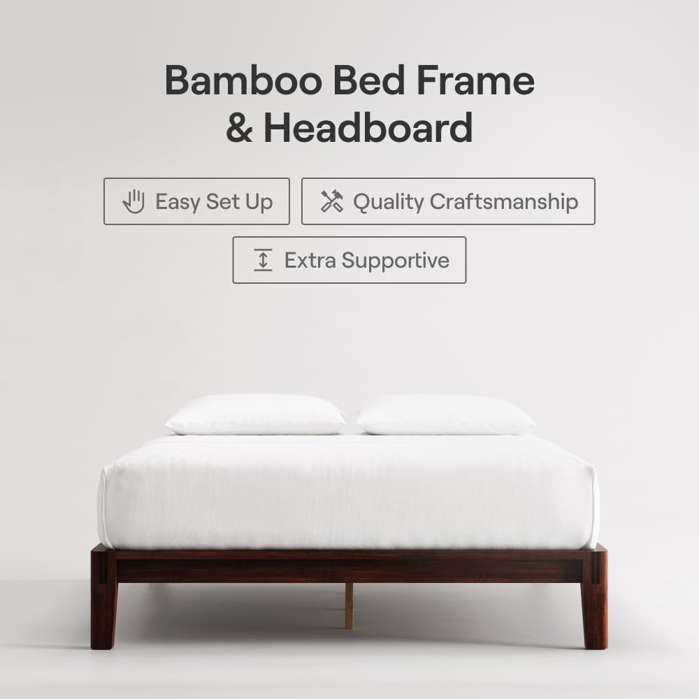 California King Walnut Bamboo Platform Bed Frame D748