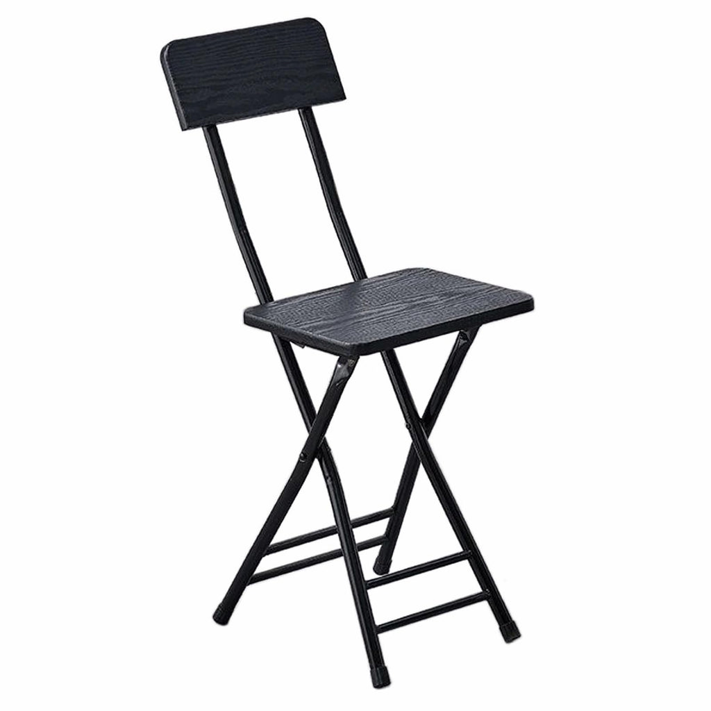 18 Inch Black Metal Folding Bar Stool with Backrest and Footrest P907624