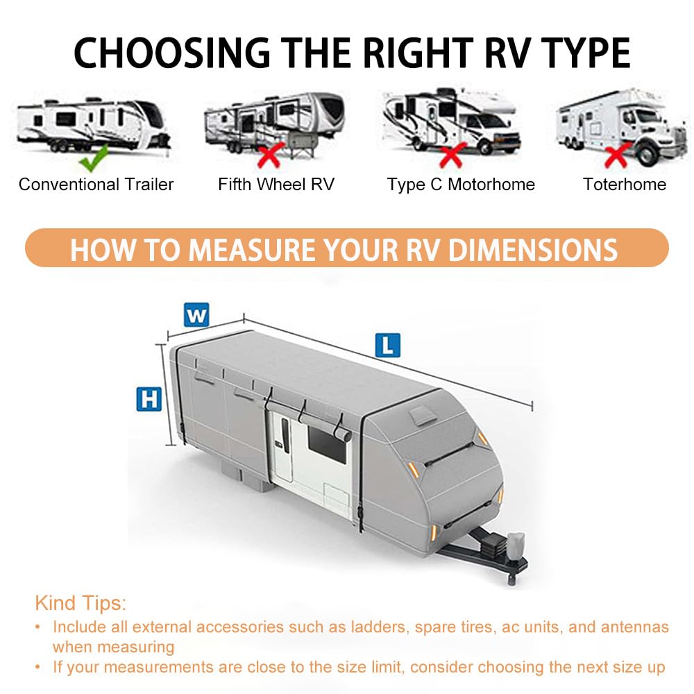 Waterproof 420D Travel Trailer Cover with Adjustable Straps A974