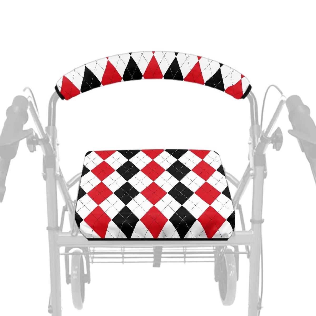 Red Diamond Pattern Rollator Walker Seat & Backrest Covers Set M869585