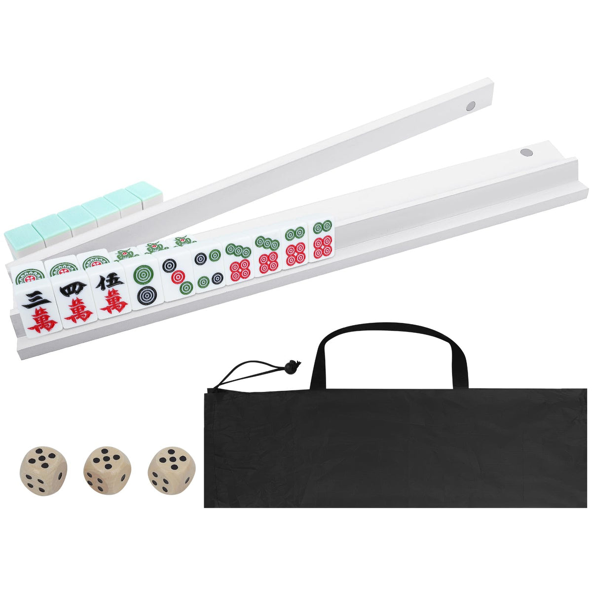 Pine Wood Mahjong Racks with Pushers Set of 4 A50032