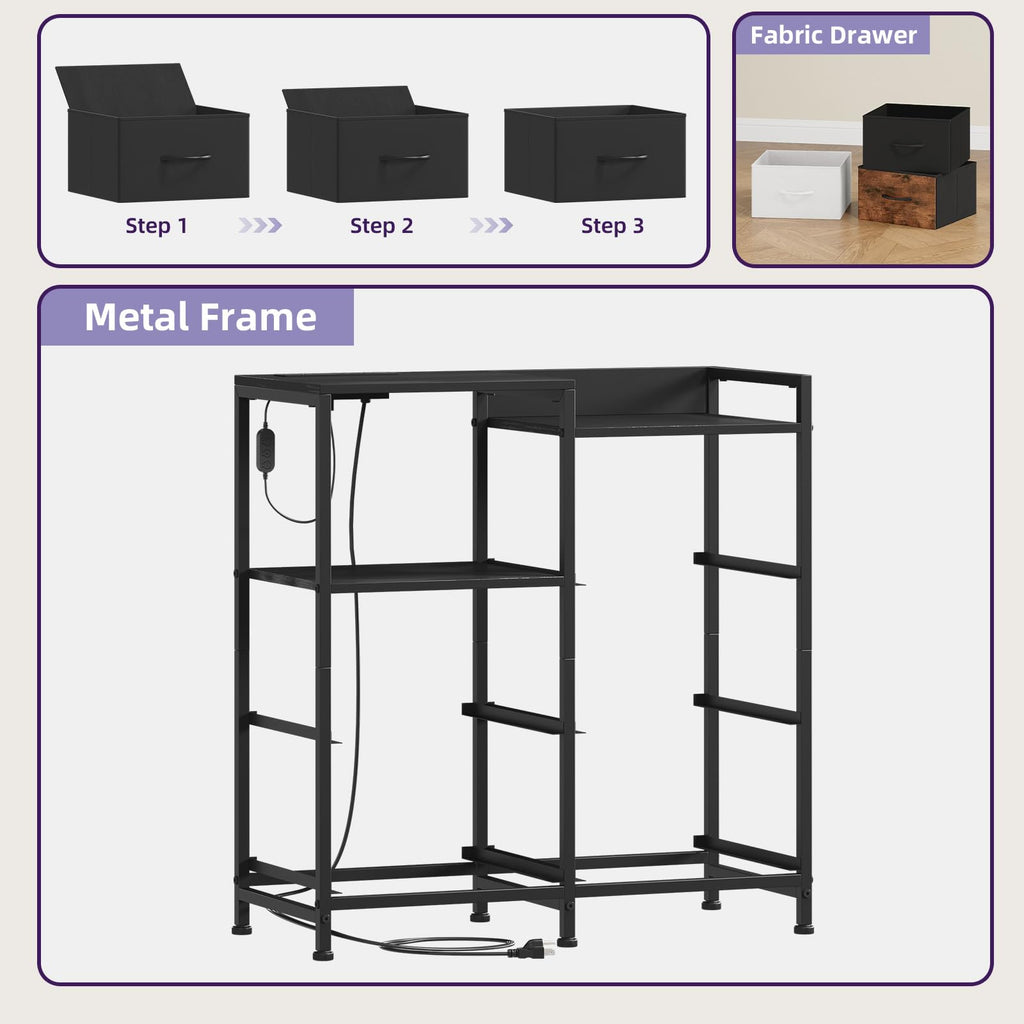 Wide 5 Drawer Nightstand with Charging Station & LED Light R924991