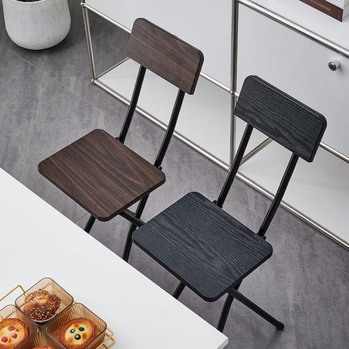 18 Inch Black Metal Folding Bar Stool with Backrest and Footrest P907624
