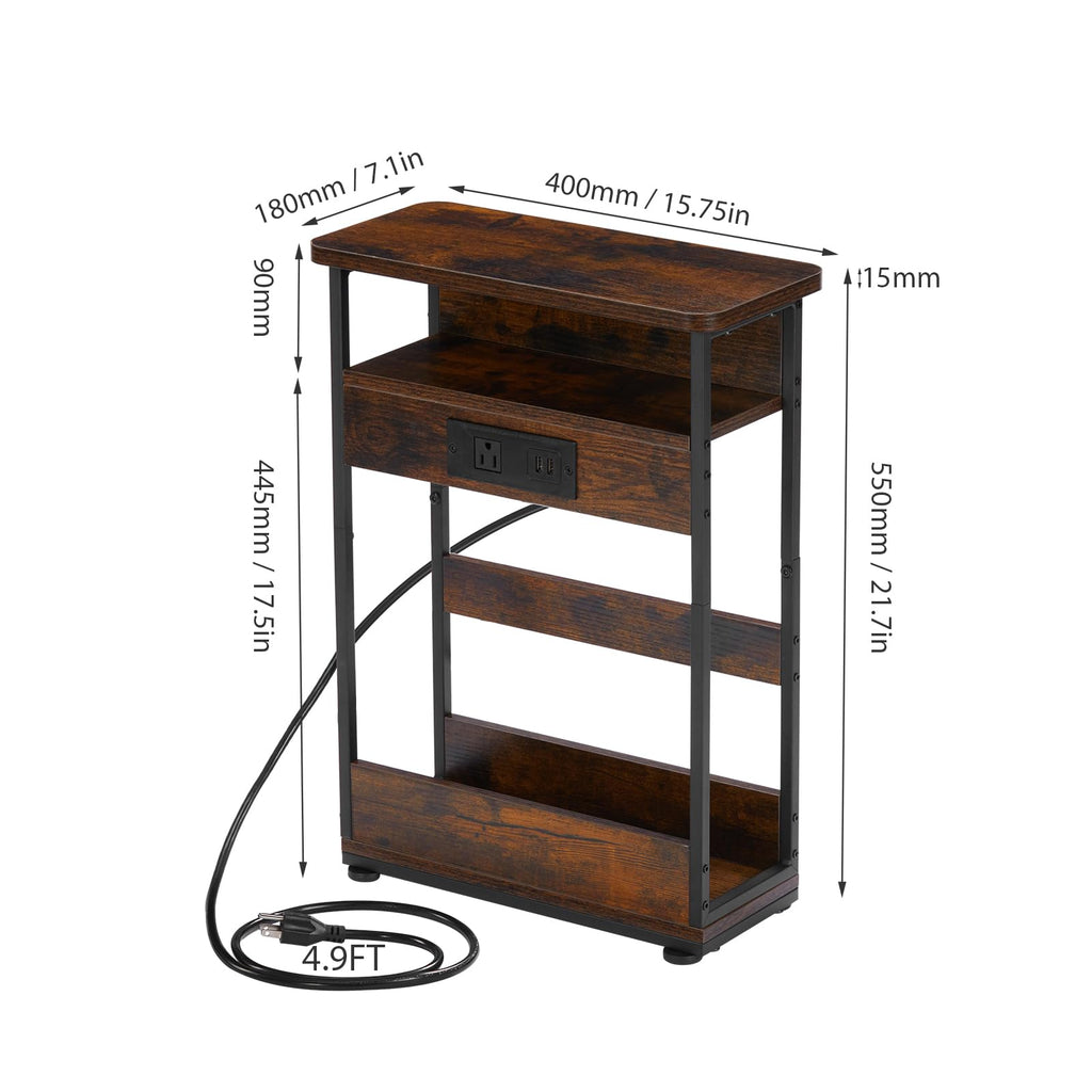 Narrow Side Table with Charging Station S1970