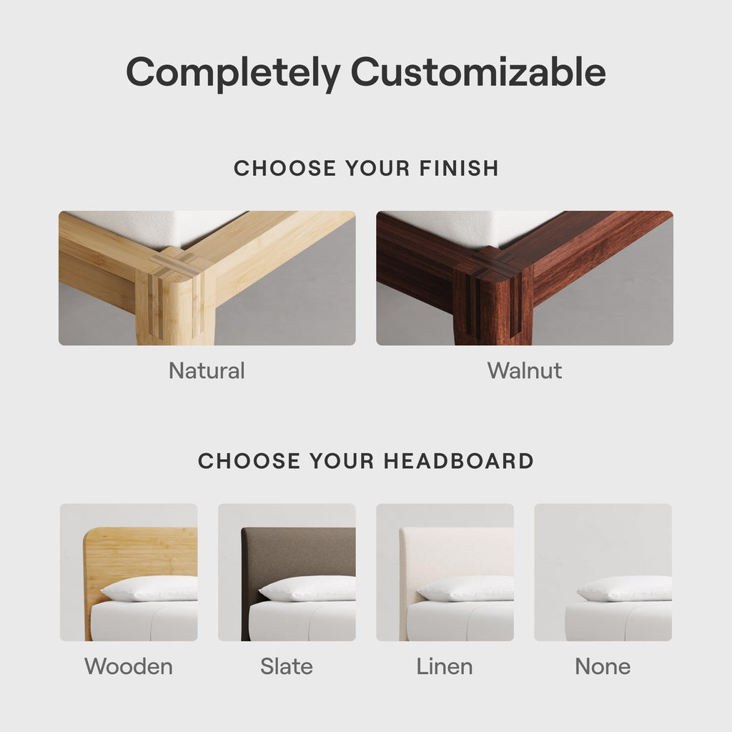 California King Walnut Bamboo Platform Bed Frame D748