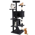 70 Inches Multi-Level Cat Tree with Litter Box Enclosure Dark Gray L75888