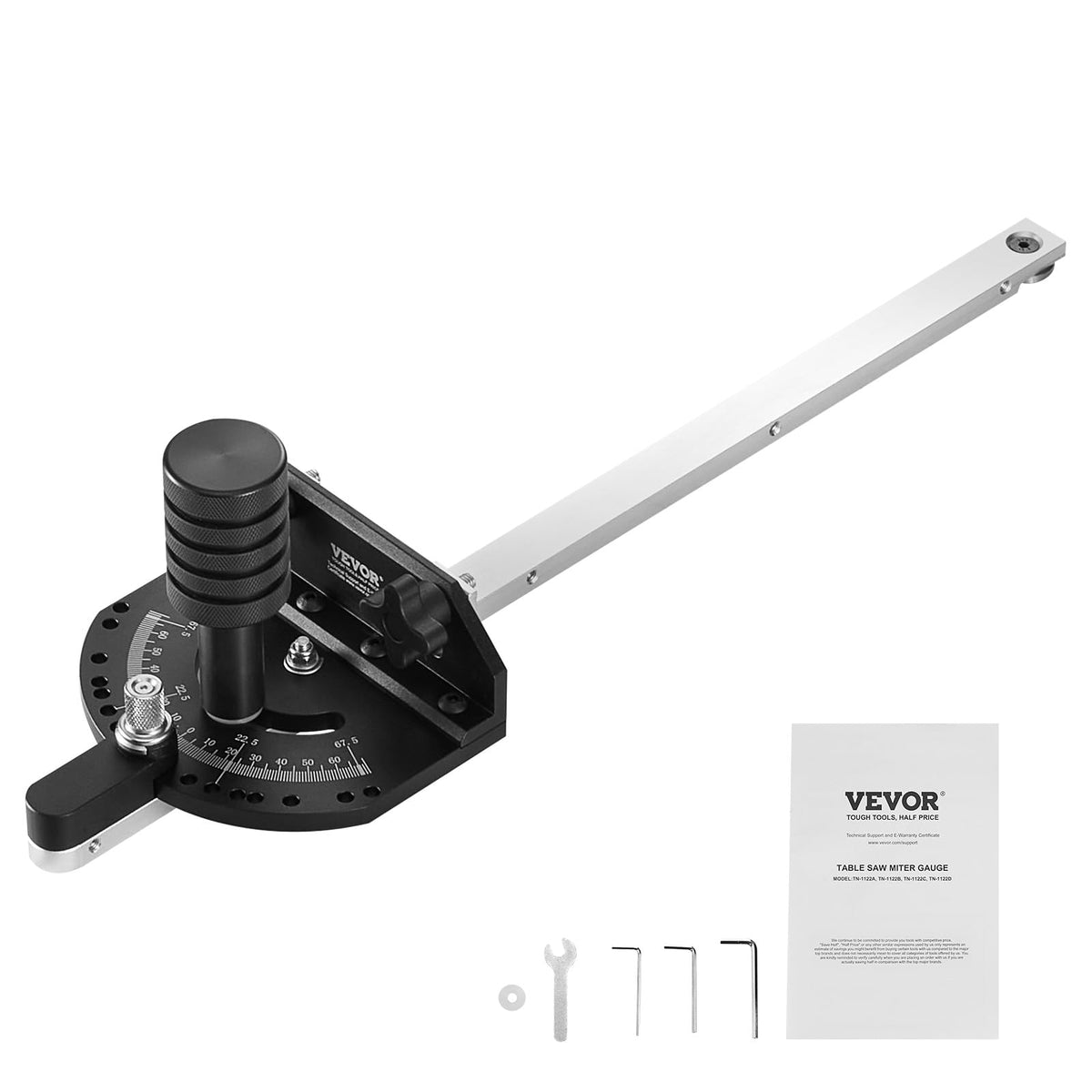 Precision Miter Gauge, 3/4'' x 3/8'', Aluminum Alloy Table Saw Miter Gauge with 15 Angle Stops M584