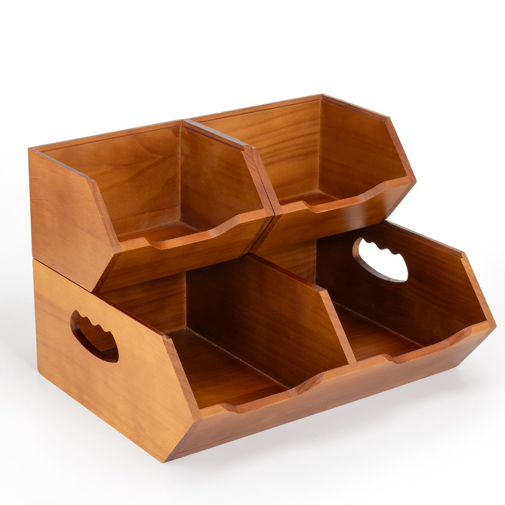 Wooden Stackable Pantry Storage Bins N1161