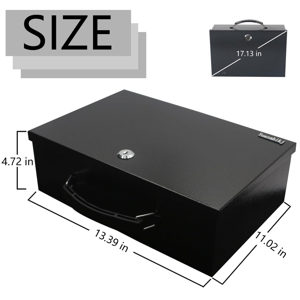 Fireproof Key Lock Steel Security Safe Box, 0.38 Cu Ft, Black V75618