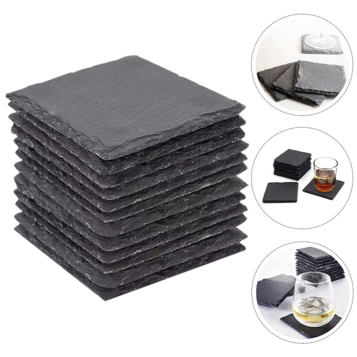 12pcs Natural Stone Drink Coasters G363372