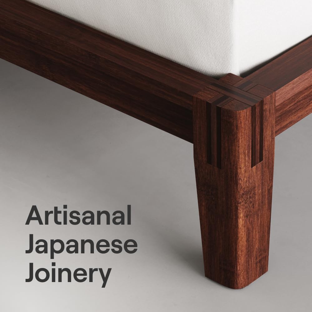 California King Walnut Bamboo Platform Bed Frame D748
