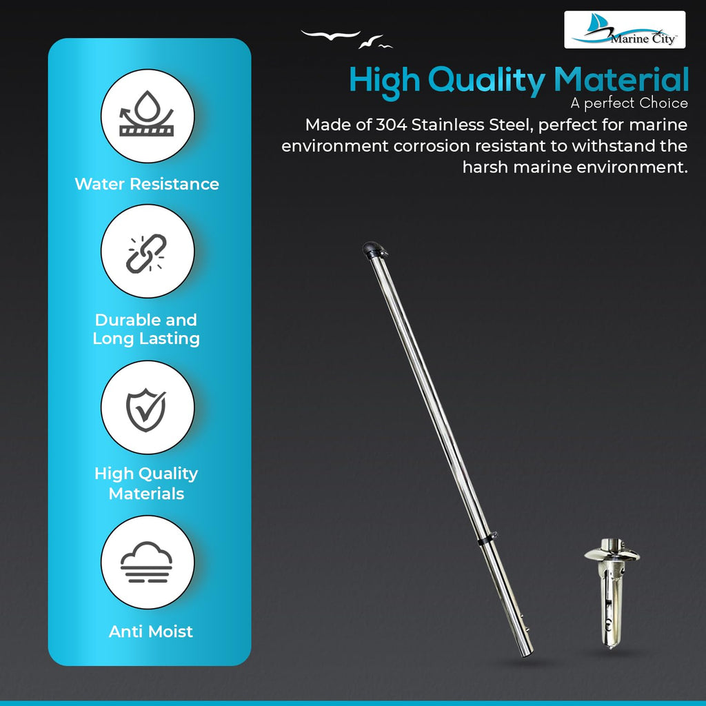32-Inch Flag Stanchion Pole Kit 304 Stainless Steel J783