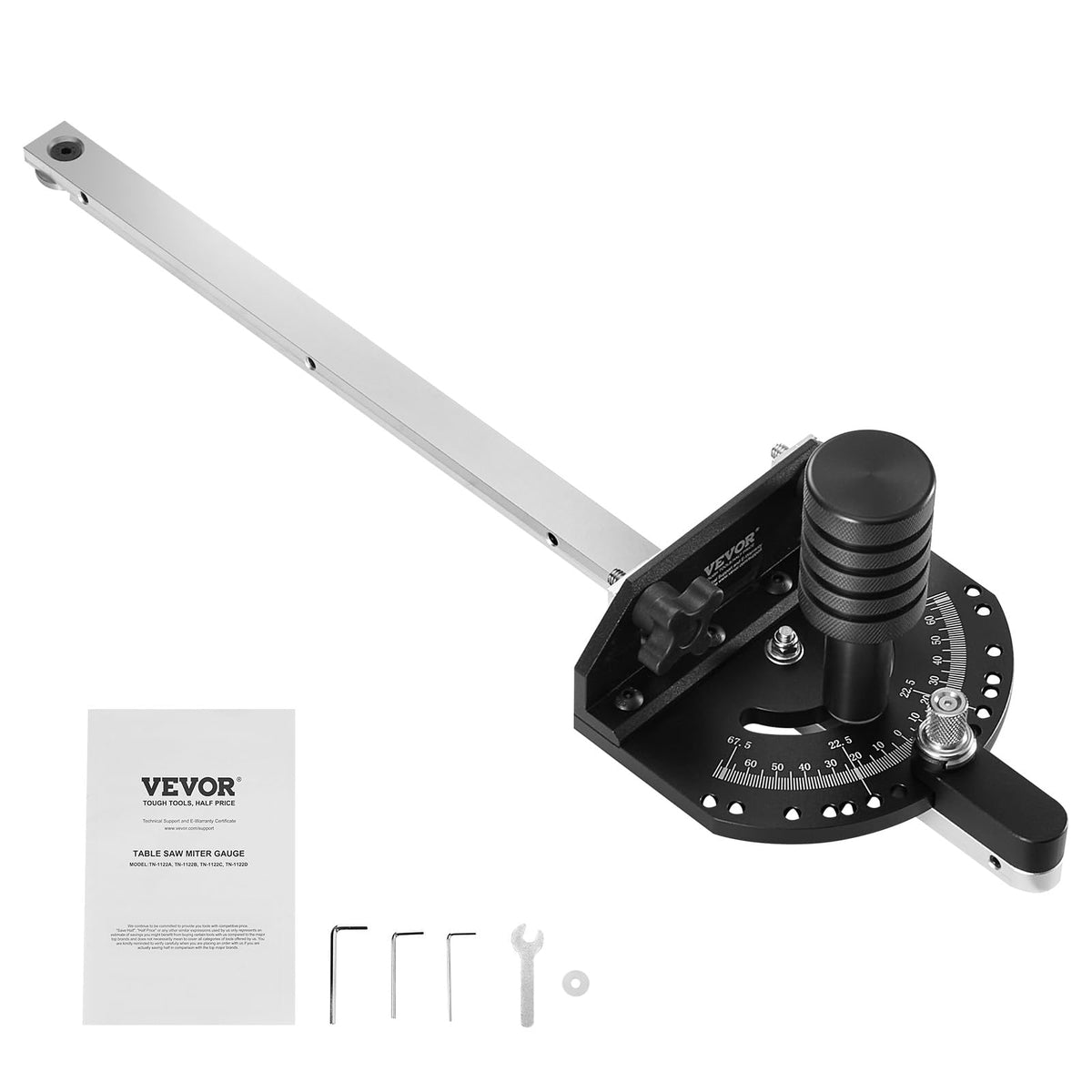 Precision Miter Gauge, 3/4'' x 3/8'', Aluminum Alloy Table Saw Miter Gauge with 15 Angle Stops M584