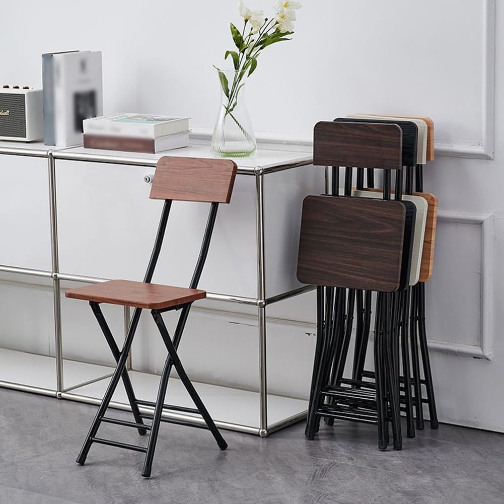 18 Inch Black Metal Folding Bar Stool with Backrest and Footrest P907624