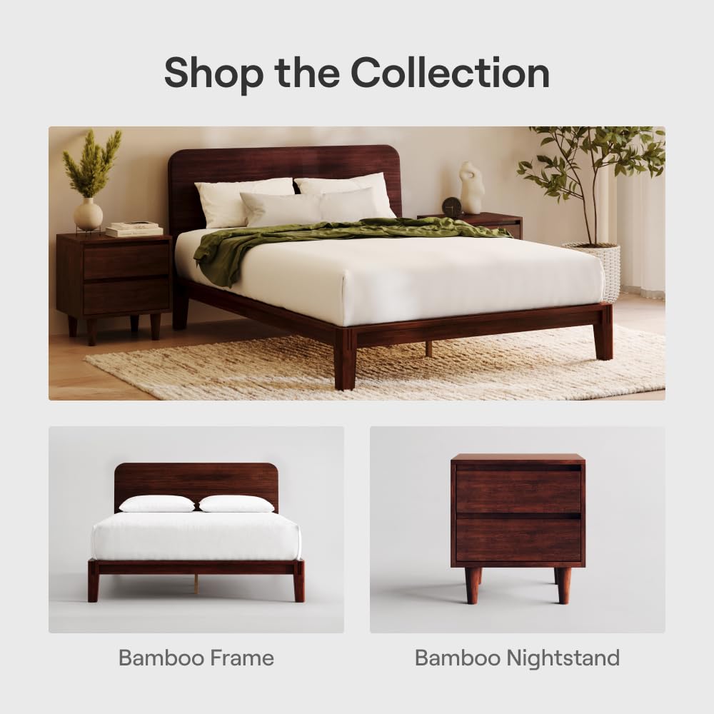 California King Walnut Bamboo Platform Bed Frame D748