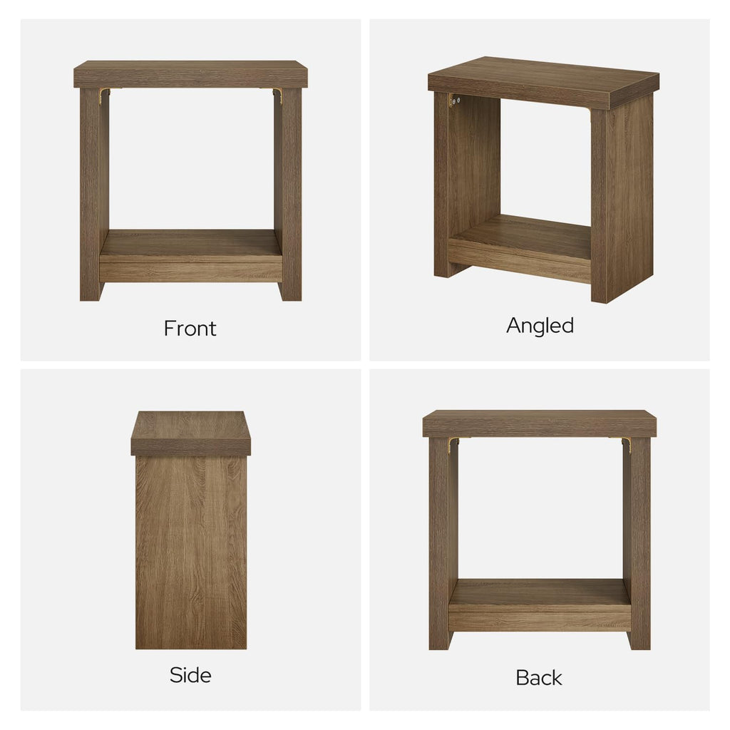 Brown Set of 2 End Tables with Storage Shelves C3590