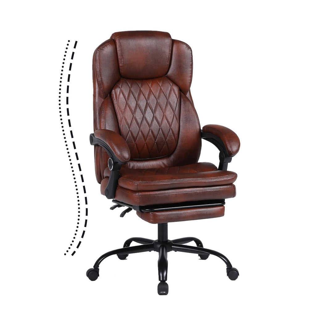Big and Tall Ergonomic High Back PU Leather Reclining Office Chair with Footrest O2187