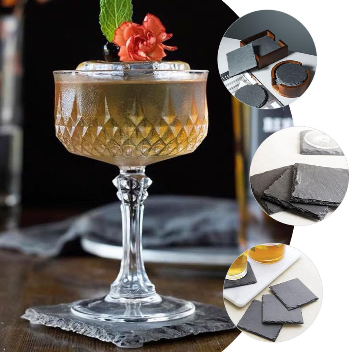 12pcs Natural Stone Drink Coasters G363372