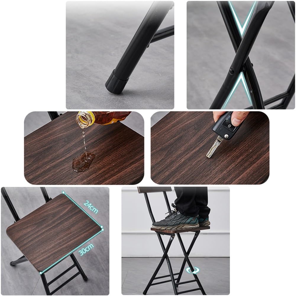 18 Inch Black Metal Folding Bar Stool with Backrest and Footrest P907624