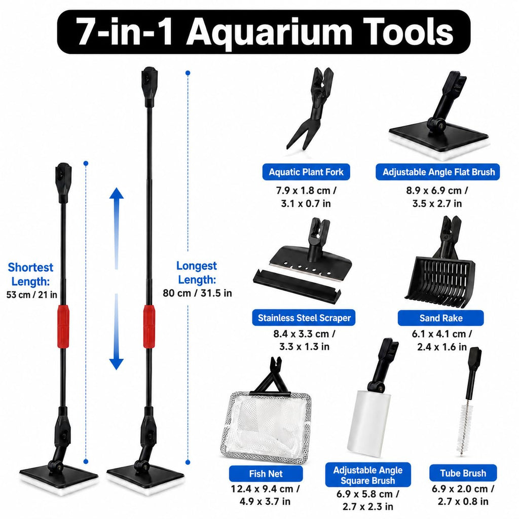 7 in 1 Aquarium Cleaning Kit with Adjustable Long Handle E791