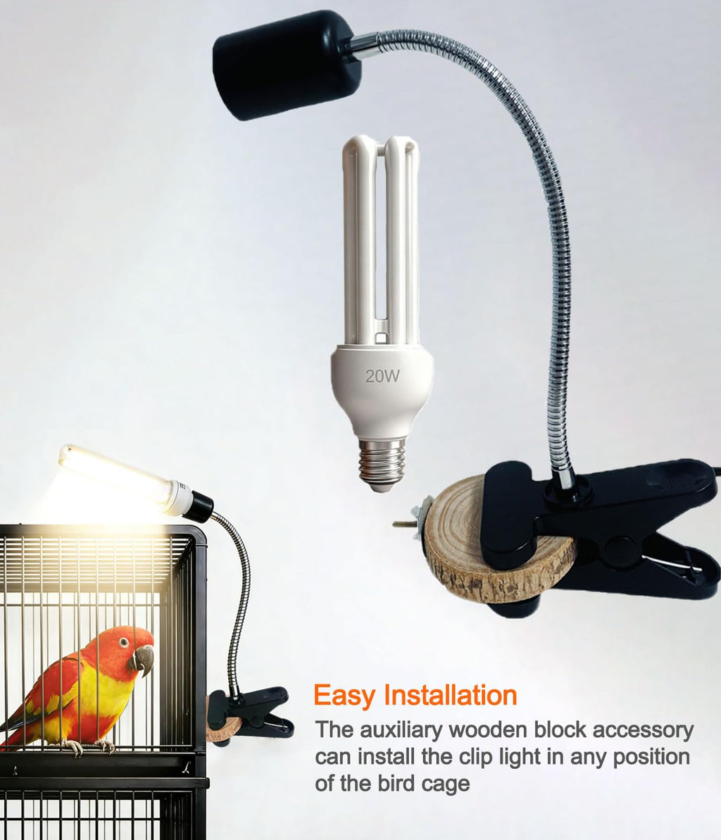 Bird Cage Light Fixture Combo Kit with 2.4 UVB UVA 20W Compact Fluorescent Bulb Q727
