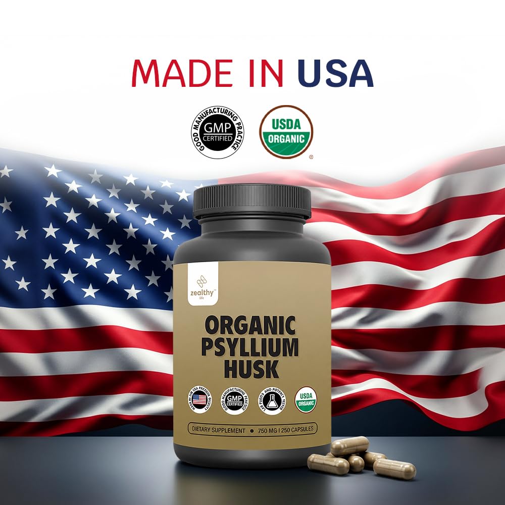 Organic Psyllium Husk Capsules 750 mg, 250 Capsules X45391