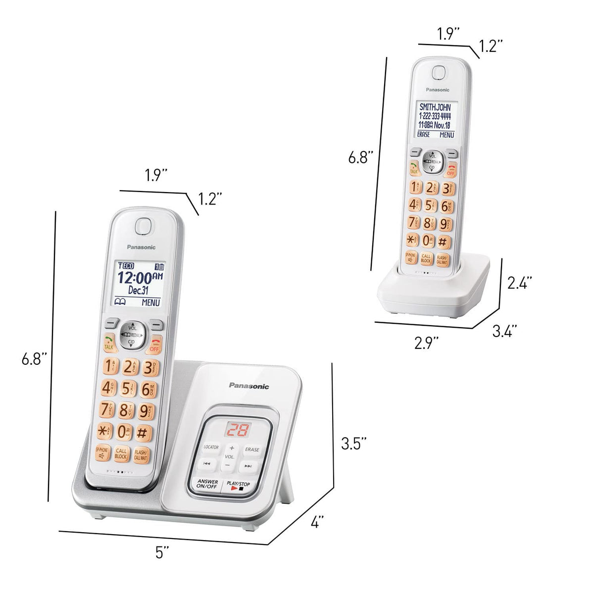 Expandable Cordless Phone with Answering Machine and Call Block, 2 Handsets L866