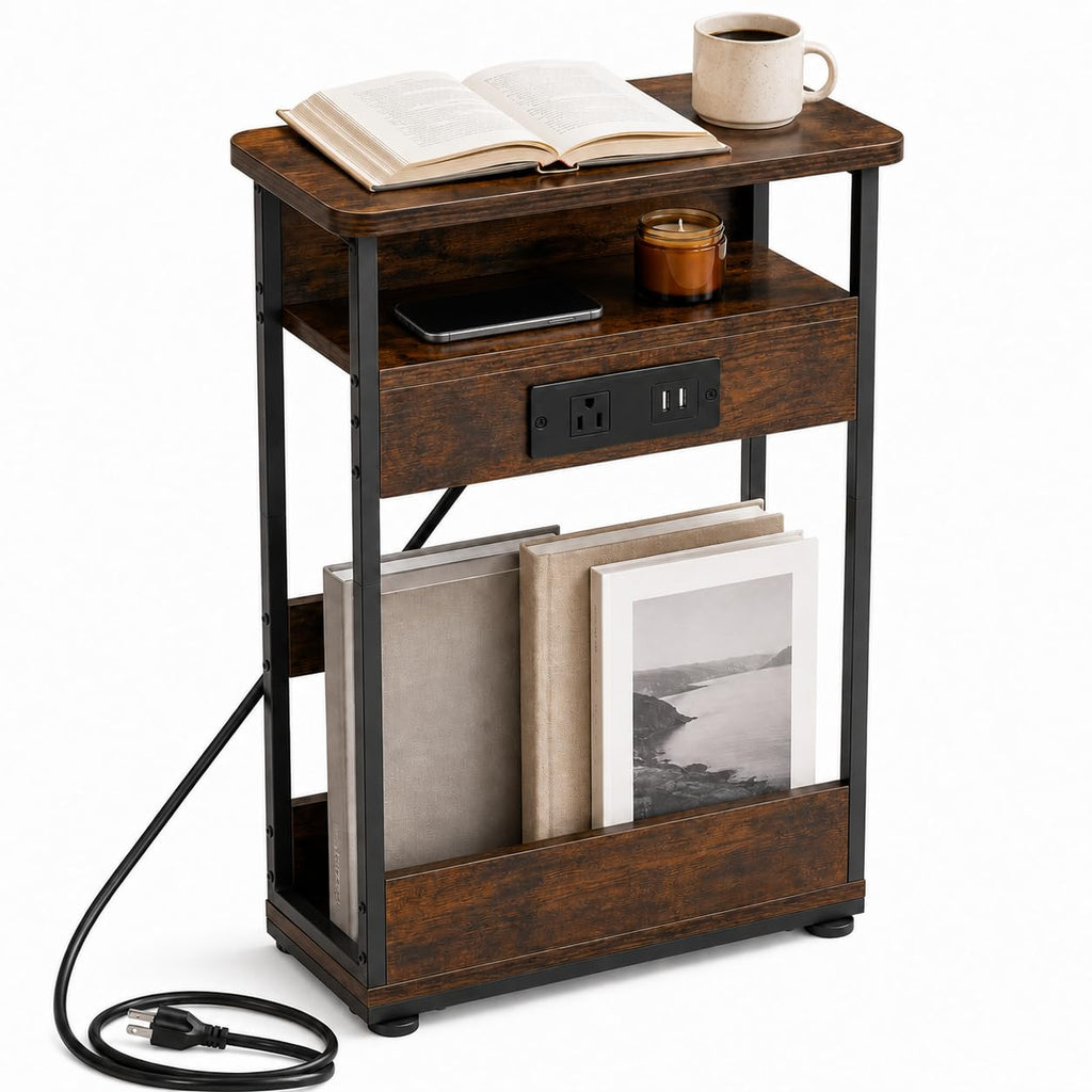 Narrow Side Table with Charging Station S1970