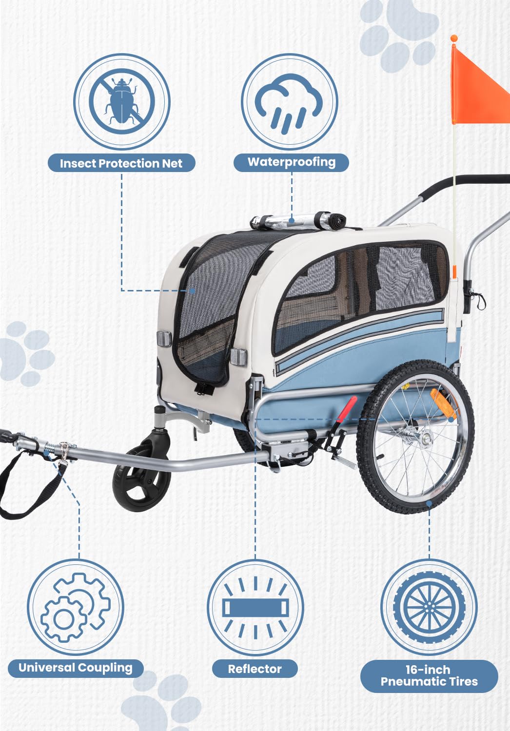 2 in 1 Pet Bicycle Trailer with 6" Stroller Wheel L687765
