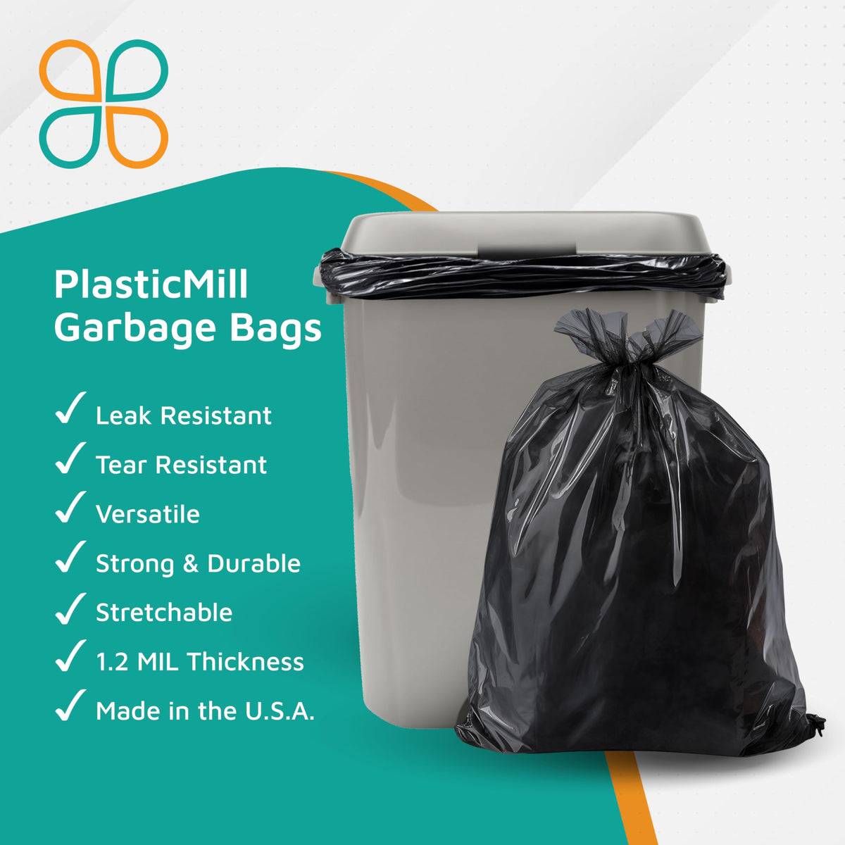 Heavy Duty Black 40-45 Gallon Trash Bags 100-Count P124