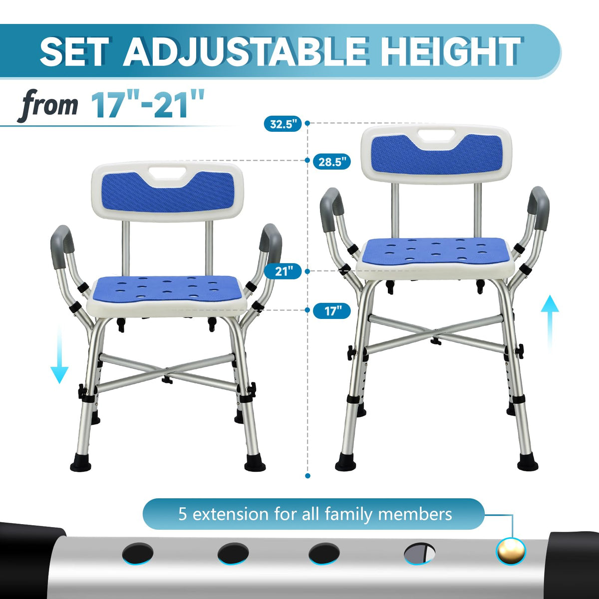 Adjustable Shower Chair with Arms and Back Z422004