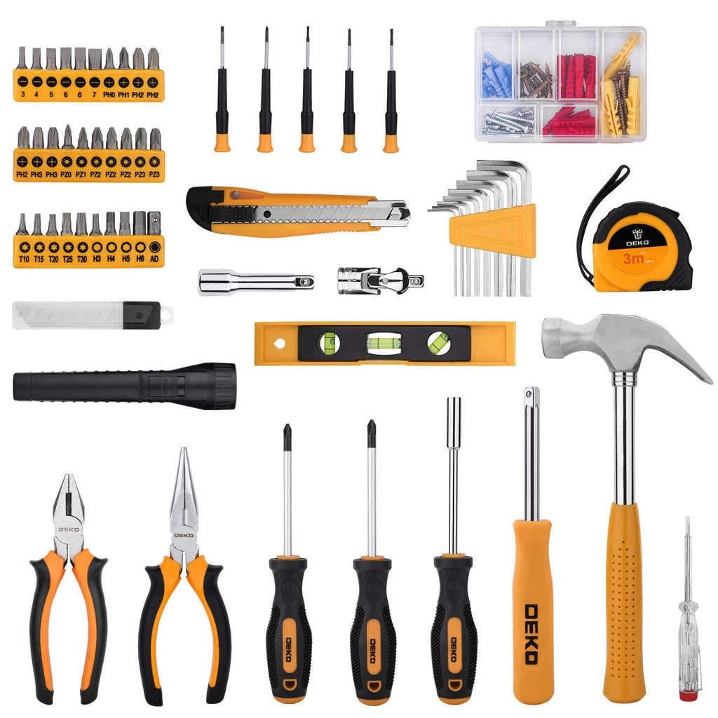 208 Piece General Household Hand Tool Kit with Toolbox Storage Case I674
