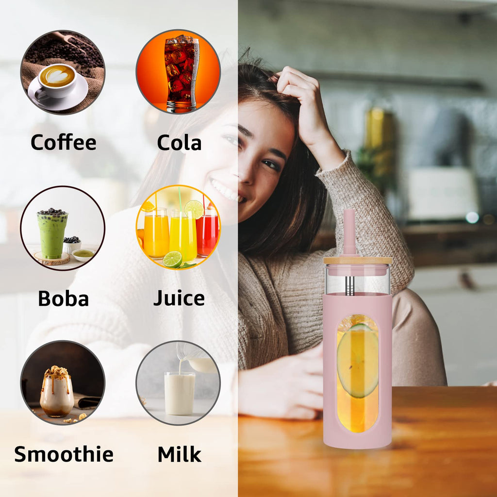 22 oz Glass Tumbler with Lid and Straw O998999