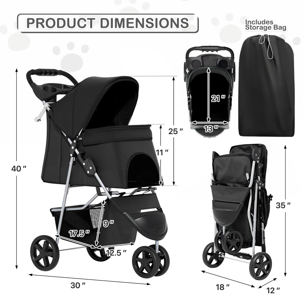 Black Pet Stroller J321368