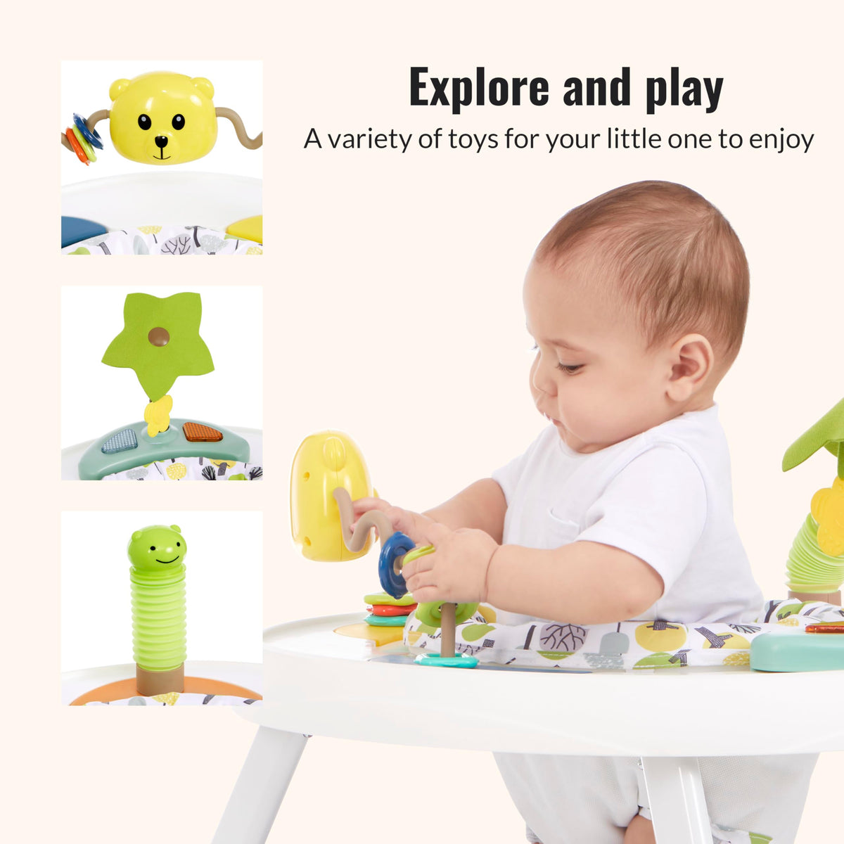 2 in 1 Baby Activity Center and Play Table with 3 Detachable Toys I891