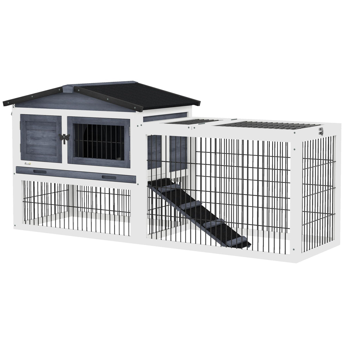 2 Levels Outdoor Rabbit Hutch Dark Gray J747313