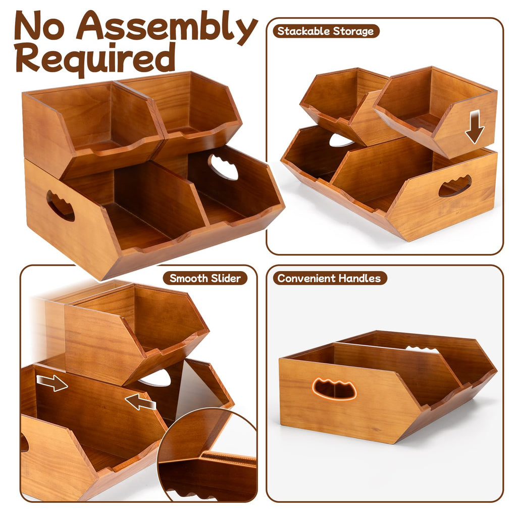 Wooden Stackable Pantry Storage Bins N1161