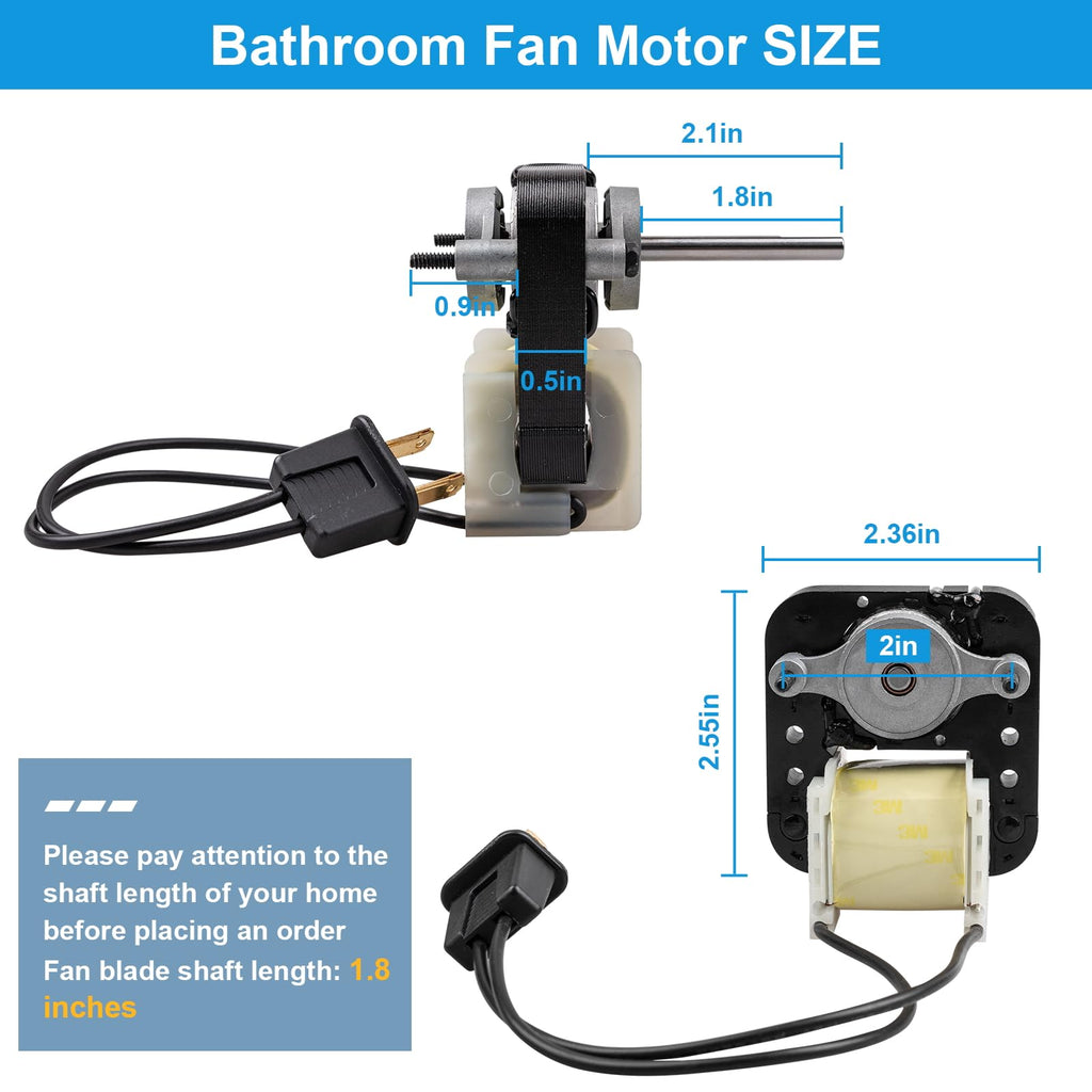 120V 50CFM Bathroom Exhaust Fan Motor with Blower Wheel X8138