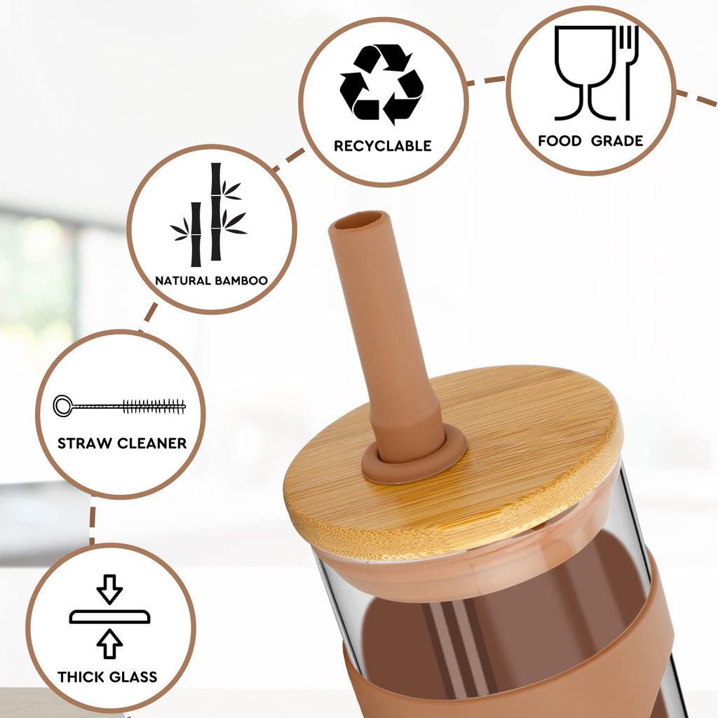 22 oz Glass Tumbler with Lid and Straw O998999