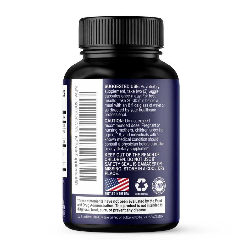 Brain Health Supplement with Bacopa, Phosphatidylserine & DMAE - 60 Capsules O33343