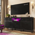 Black Dresser with LED Lights and Power Outlets, 10 Drawers Dresser L931