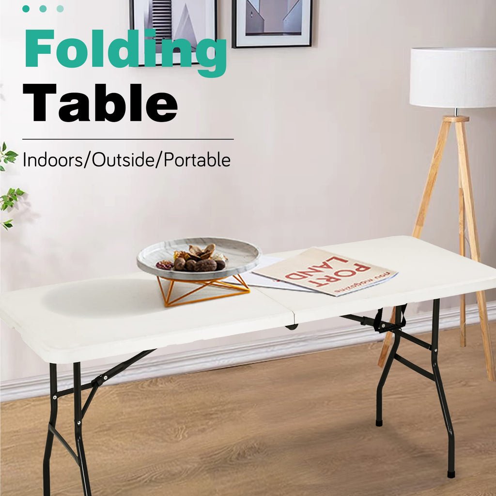 6FT White Portable Plastic Folding Table F610