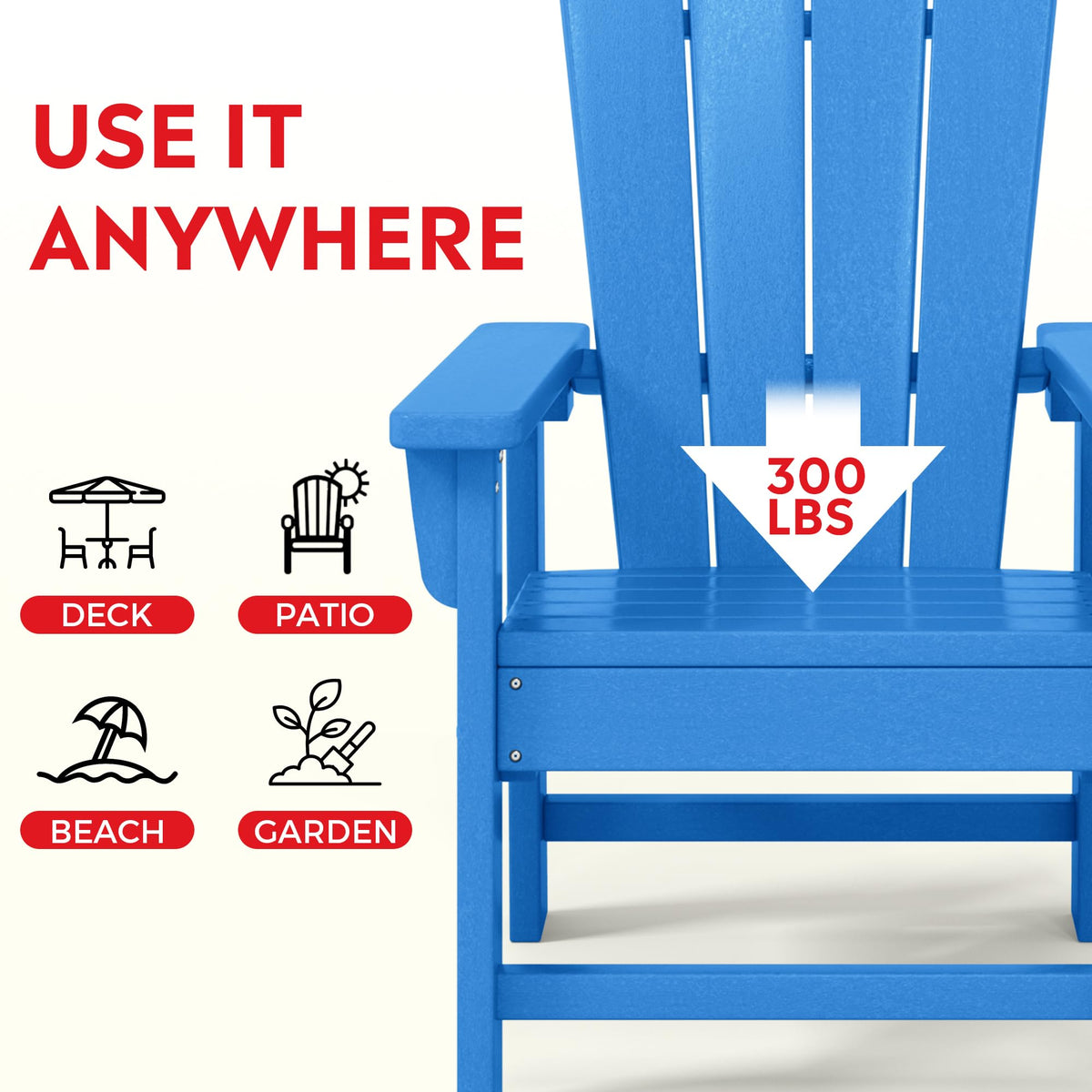 Kids Adirondack Chair Set of 4 Plastic Outdoor Pacific Blue J896949