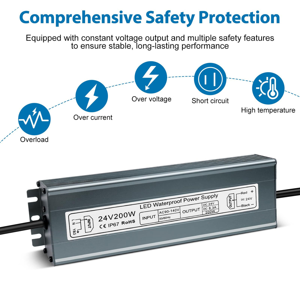 24V 200W IP67 Waterproof LED Driver Power Supply P796