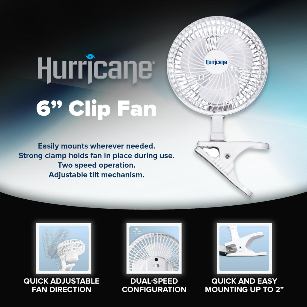 White 2-Pack 6" Clip-On Table Fan with 2 Quiet Speeds Y8960