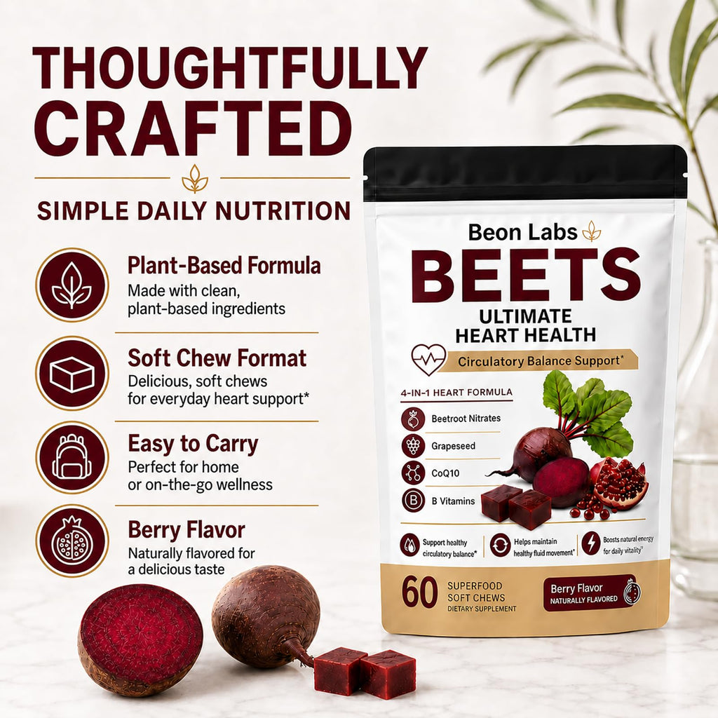 Beetroot Chews with CoQ10 & Grape Seed Extract, 60 Chews J858