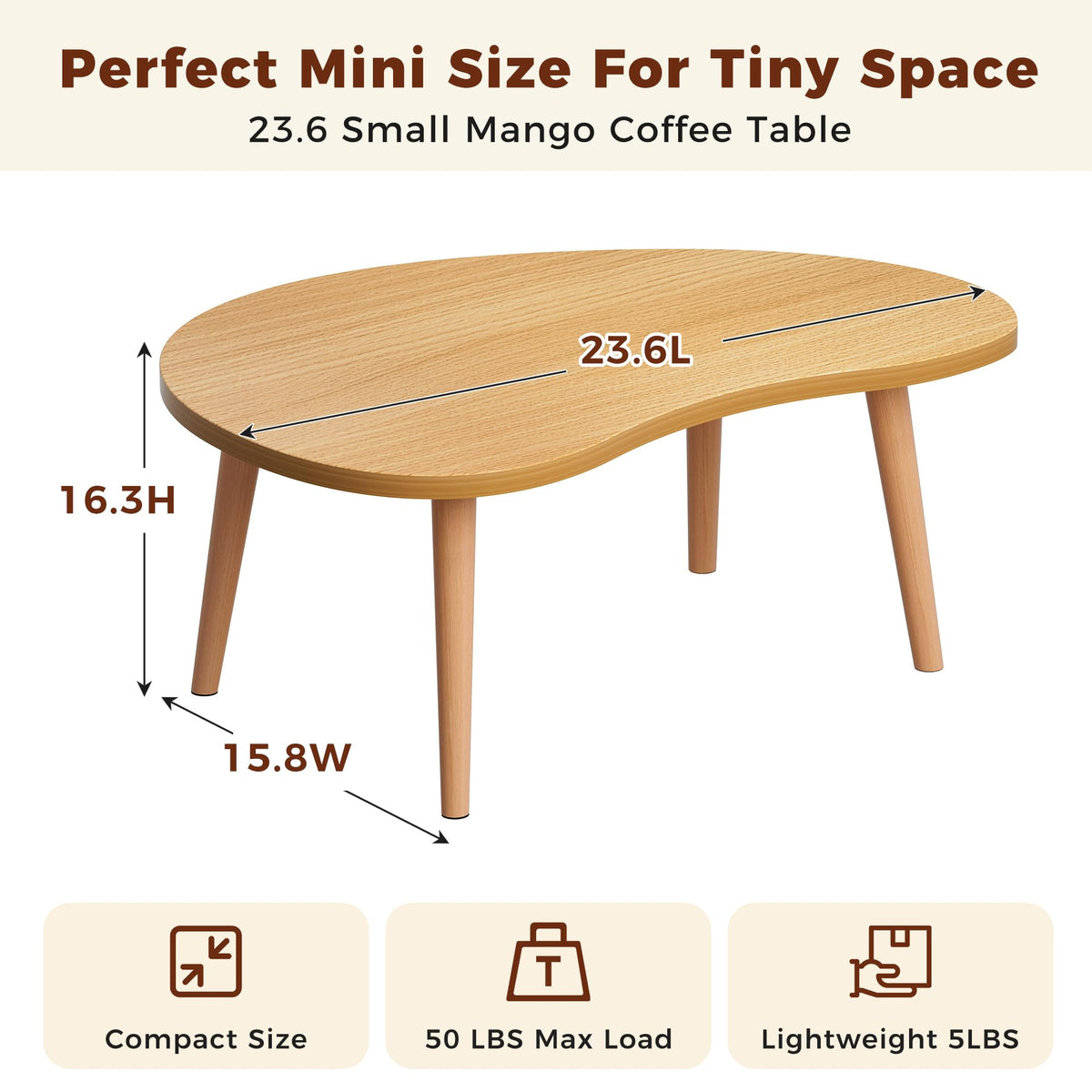 Low Oval Japanese Floor Coffee Table with Solid Wood Legs Y940839